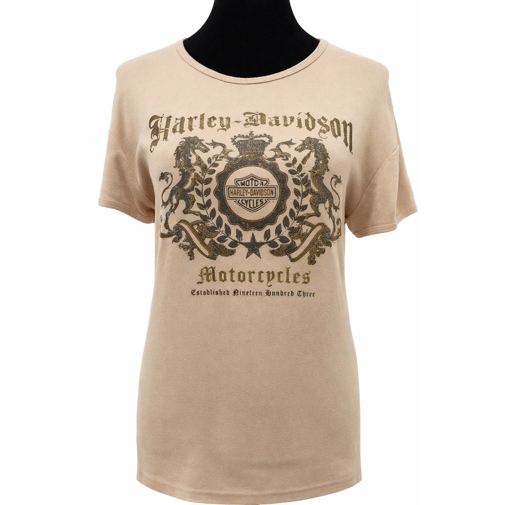 Harley-Davidson Womens T-Shirt Short Sleeve Virginia Beach Size 2X Beige Cotton